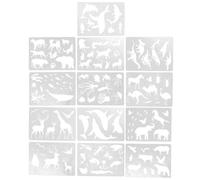 13 Pcs Drawing Template Set for Preschool White PP | Lightweight, Portable, Easy to Clean, Safe, Hollow out Stencil Design, Educational Use