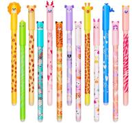 13 Pcs Erasable Pens, Pens with Erasable Thermosensitive Ink, Coloured Pen With Eraser On The Tip, 0.7mm Cartoon Pattern Animal Pen For Children's School Supplies Or Adults' Office supplies