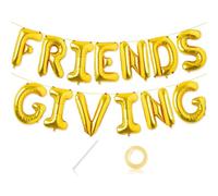 13 Pcs Friendsgiving Letters Balloons Decorations,16 Inch Gold Letters Friends Giving Fall Balloons Banner for Thanksgiving Day Fall Theme Friends Party Decorations