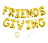 13 Pcs Gold Fall Friendsgiving Letters Balloons, 16 Inch Friendsgiving Balloons Orange Yellow Autumn Theme Party Perfect for Thanksgiving Friendsgiving Party Supply Home Festival Decorations