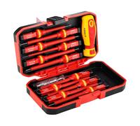 13 Pcs Insulated Screwdriver Set, VDE Insulated Electricians Tools Kit with Hard Case | Chrome Vanadium Steel Magnetic Interchangeable Screw Drivers Sets for Electrical, Home and DIY Projects