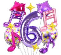 13 Pcs Kpop Birthday Decorations Music Note Balloons Disco Ball Balloon Purple 6 Balloons Number for Disco Ball Party Decorations K POP Music Themed Party Decorations