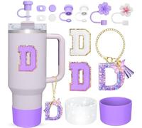 13 Pcs Letter Cup Accessories Set for Stanley Straw Cover Silicone Boots Compatible with Stanley Tumbler 30 oz 40 oz Personalized Initial Name ID A-Z Letter Charm Letter Stickers for Women Girls(D)