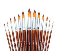13 Pcs Long Handle Pointed Round Large Paint Brushes Set with Premium Quality Synthetic Sable Hair for Acrylic Watercolour Oil Gouache Painting by Art Students, Professionals and Artists