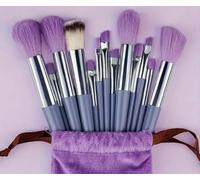 13 Pcs Makeup Brush Set with Travel Pouch - D.Sirez's Professional Synthetic Makeup Brushes for Foundation, Powder, Eyeshadow etc. - Soft Vegan Bristles, Perfect for Beginners & Gift Set (Purple)