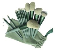 13 Pcs Makeup Brush Set with Travel Pouch - D.Sirez's Professional Synthetic Makeup Brushes for Foundation, Powder, Eyeshadow etc. - Soft Vegan Bristles, Perfect for Beginners & Gift Set (Green)