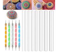 13 Pcs Mandala Art Dotting Tools, Rock Painting Kit Mandala Ball Stylus Dotting Tools Nail Art Pens Acrylic Rods for DIY Stone Drawing Polymer Clay Pottery Craft