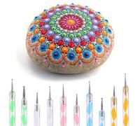 13 Pcs Mandala Dotting Tools, Acrylic Rods & Ball Stylus Pens | Acrylic mandala dotting set with 8 graduated rods 3-15 mm and 5 double-ended pens, precise dots on rock, canvas and nail art.