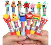13 PCS Multicoloured Pens, Novelty Multi Coloured Pens All in One, 4-Color Cute Pen Set, Fun Cartoon Mini Retractable Ballpoint Pen, Party Bag Fillers Office Classroom School Supplies Students Gift
