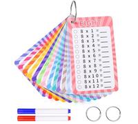 13 PCS Multiplication Flash Cards Times Tables 0-12 with Dry Erase Markers | Reusable wipe-clean cards, 13-piece set, portable with keyrings, for home or classroom maths practice