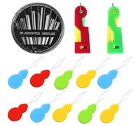 13 PCS Needle Threaders Hand Sewing Set - 2-Piece Automatic Needle Threader, 10-Piece Threaders Brass Wire Gourd-Shaped Plastic and 30 Pieces Sewing Needles, for Hand Sewing, Sewing Machines and DIY