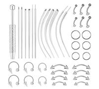 13 Pcs Piercing Tool Kit, Piercing Ball Grabber and Opener Set with 26 Pcs Horseshoe Poercing Septum Rings, Belly Button Bar, Nose Ring, Curved Barbell Poercing, Changing Too for Ear, Nose, Navel, Lip