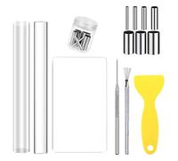 13 Pcs Polymer Clay Cutter Tools Set- Clay Needle Tools, Acrylic Clay Roller, Clear Acrylic Sheet, Hole Hollow Punch Cutter for DIY Craft Tools (Silver 13 Pcs)