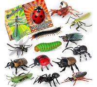 13 Pcs Realistic Insect Toys with Education Booklet and Gift Box, Fake Bugs for Kid, Plastic Bugs for Halloween, Party Decoration, Sensory Bin, Creepy Crawlers Toys for Toddler Boys Girls Age 3-5 5-7