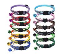 13 Pcs Reflective Cat Collars with Bells, Adjustable Kitten Collars, Safety Breakaway Quick Release Buckle, Multicolor Cat Collar Set for Domestic Cats & Kittens