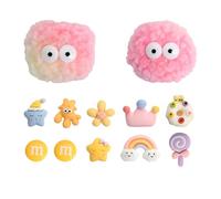 13 pcs Removable Summer Flower Shoe Charms Set Decoration Cute Accessories Compatible with Crocs Durable Plush Balls Shoe Clips for Girls Boys Men Women Party Gifts Sandals