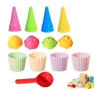 13 Pcs Sand Toys, Sand Pit Toys, Ice Cream Mould Set with Cones Scoop for Outdoor Water Travel Beach Garden Toys Play for Toddler Boys Girls Age 3-6 Farbe Zufällige Haare