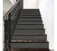 13 Pcs Self Adhesive Wood Grain Stair Stickers 100x18cm Peel and Stick Riser Decals Grey Tread Murals for Home Staase Det and Easy to Install