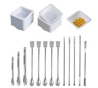 13 pcs Stainless Steel Lab Spatula with 100 Pcs Lab Weighing Dishes for Measuring Disposable Scale Trays