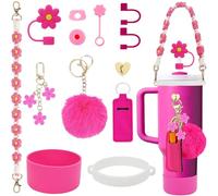 13 Pcs Stanley Cup Accessories Set Including 1 Pcs Water Bottle Handle Strap, 1 Pcs Siliocne Stanley Cup Boot, 1 Pcs Siliocne Straw Cover, 2 Pcs Stanley Charms for Stanley Cup 40oz & 30oz Tumbler
