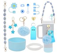 13 Pcs Stanley Cup Accessories Set Including 1 Pcs Water Bottle Handle Strap, 1 Pcs Siliocne Stanley Cup Boot, 1 Pcs Siliocne Straw Cover, 2 Pcs Stanley Charms for Stanley Cup 40oz & 30oz Tumbler