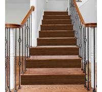 13 Pcs Wood Grain Stair Stickers 100x18cm Self Adhesive Peel and Stick Treads Removable Staase Decals for Home Office Rental Decor (Brown)
