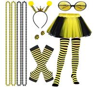 13 Piece Bee Costume Set for Adults with Stunning Bumblebee Dress, Accessories & Leg Sleeves - Ideal for Role-Playing & Parties，World Book Day 2025 Costume Adults