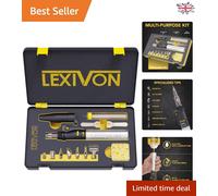 LEXIVON Butane Soldering Iron Multi-Purpose Kit | Cordless Self-Igniting Adjustable Flame 7-Tip Set | Pro Grade 125-Watt Equivalent (LX-770)