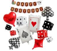 13-Piece Casino Theme Party Decorations Set, Poker Night Birthday Banner with Spades Heart Balloons, Dice Cards for Las Vegas Events