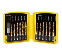 13-Piece Drill-Bit Set - 3-in-1 Titanium-Coated Drill Bit for Drilling, Tapping & Countersinking | Includes Quick-Change Adapter