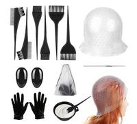 13 Piece Hair Dye Brush Set, Hair Dyeing Accessories with Highlight Cap, Folding Bowl, Hair Dye Comb, Ear Cover, Gloves, Needle, Hair Dyeing Tool for Women and Girls