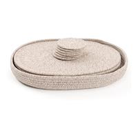 13-Piece Handmade Boho Oval Placemats Set with Coasters and Storage Basket | Placemats, Heat-Resistant & Washable, Suitable for Dining Room, Kitchen, Thanksgiving, Christmas, 13 Pcs (Mixed Brown)