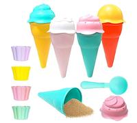 13 Piece Ice Cream Kinetic Sand Toys Set ,Sand Beach Toys for Kids , Ice Cream Bath Toy,Magic Sand Moulds Coloured -Ice Cream Mould Set with Cones Scoop and Tubs