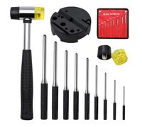 13-piece Metal Pin Punch Disassembly Repair Tool Kit with Installation Hammer Replacement Heads Workbench for Gunsmiths Jewelers Craftsmen