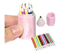 13-Piece Mini Colored Pencil Set for Dollhouses and DIY Miniature Scenes, Realistic Tiny Pencils with Mini Storage Case, Cute Dollhouse Desk Accessories, Miniature Scenes Crafting DIY Gift (Pink)