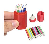 13-Piece Mini Colored Pencil Set for Dollhouses and DIY Miniature Scenes, Realistic Tiny Pencils with Mini Storage Case, Cute Dollhouse Desk Accessories, Miniature Scenes Crafting DIY Gift (Red)