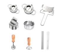 13-Piece Multi-Use Dumpling Maker Kit | Stainless Steel Gyoza & Ravioli Press with 6 Cutters | Baozi, Empanada, Wonton Mold | Dishwasher-Safe & Rust-Proof