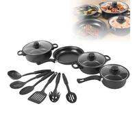 13 Piece Non-Stick Cookware Set, Iron Cooking Set with Frying Pan, Soup Pot, Saucepan, Saucepan Sets with Lids with Heat-Resistant Handles for Home & Family Cooking