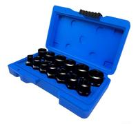 13-Piece Nut Bolt Extractor Set 1/4-3/8 Drive Hex | High-toughness chrome- steel, wear resistant, for heavy-duty repair, black oxidized finish, long-lasting durability