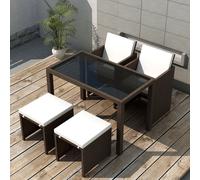 vidaXL Outdoor Dining Set 5 Piece with Cushions Poly Rattan Black Garden Set