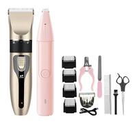 13 Piece Pet Grooming Kit, Low Noise Pet Clippers with Replaceable Blade Head, 4 Limit Combs, Nail Grinder, Nail Clipper, File, Comb, Shear, Brush, Oil, USB Cable, Foot Hair Trimmer