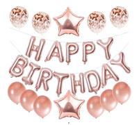 13-Piece Rose Gold Balloons, Latex and Foil Material Elegant Metallic Finish Lightweight Approximately 110g Birthday Party Decorations for Women Girls Festive Celebration Supplies