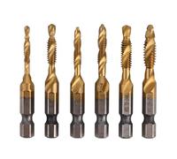 13-piece SAE and Metric Tap Drill Bit Set with Quick-Change Hex Shank Adapter - High-Speed Steel Taps for -m10 6-32nc to 1 Over 4-20nc Includes Countersink Deburr Functionality