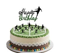 13-Piece Soccer Cake Toppers Set - 5-A-Side Game Decorations for Green Birthday Parties & Soccer Sports Events (Football)