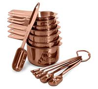 13-Piece Stainless Steel Measuring Cups and Spoons Se18/8 Professional Grade, Engraved US & Metric Measurements for Dry and Wet Ingredients, Durable Kitchen Set for Baking and Cooking, Rose Gold