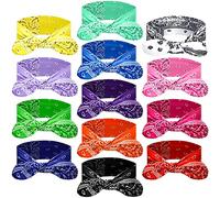 13 Pieces Bandana Headband for Women Paisley Hair Bandanas Boho Bow Headbands Elastic Knot Rabbit Ear Head Wrap Cute Hair Accessories for Women Girls (Stylish Color)