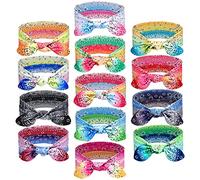 13 Pieces Bandana Headband for Women Paisley Hair Bandanas Boho Bow Headbands Elastic Knot Rabbit Ear Head Wrap Cute Hair Accessories for Women Girls 7.87x2.75 inch(Gradient Color)