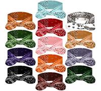 13 Pieces Bandana Headband for Women Paisley Hair Bandanas Boho Bow Headbands Elastic Knot Rabbit Ear Head Wrap Cute Hair Accessories for Women Girls 7.87x2.75 inch(Fresh Color)