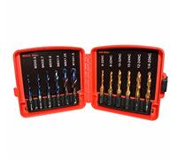 13 Pieces Combination Drill Tap Bit Set, Metric Blue Plating | HSS Hexagonal Handle Tool for Screw Tapping Drilling with 13pcs SAE / Metric Tap Bits Storage Kit