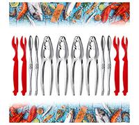 13 Pieces Crab Leg Crackers Set Including 4 Nut Crackers, 4 Lobster Shell Forks, 4 Stainless Steel Forks and 1 Portable Bag, Dishwasher Safe